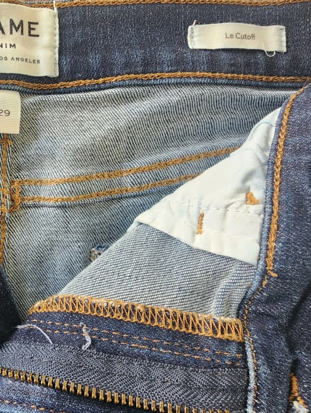 FRAME Le Cutoff Astor Raw Edge Denim Shorts Dark Wash 29 - Picture 8 of 12